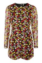 Topshop Embroidered Open Back Playsuit