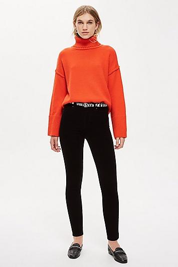 Topshop Petite Black Corduroy Jamie Jeans