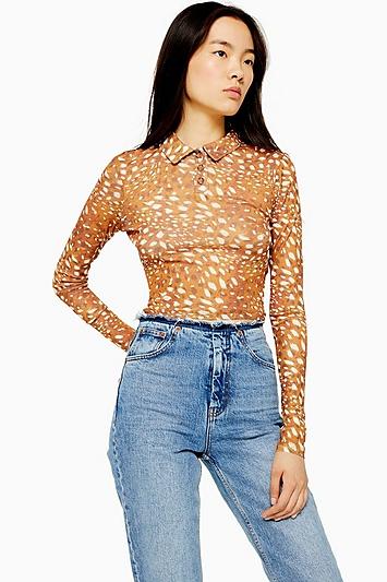 Topshop Tan Animal Print Shirt