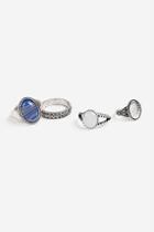Topshop *stone Engraved Ring Pack