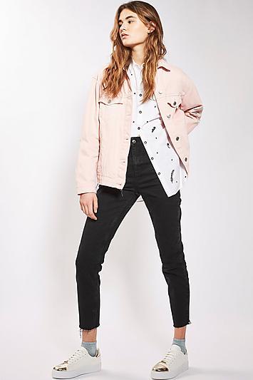 Topshop Washed Black Raw Hem Orson Jeans