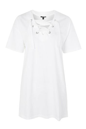 Topshop Lace Up Choker Boyfriend Tunic Top