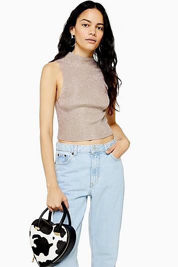 Topshop Knitted Metal Yarn Tank