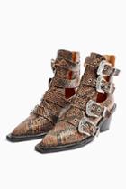 Topshop Magic Leather Snake Buckle Western Boots