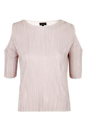 Topshop Pleated Cold Shoulder Top