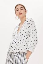 Topshop Petite Spot Button Blouse