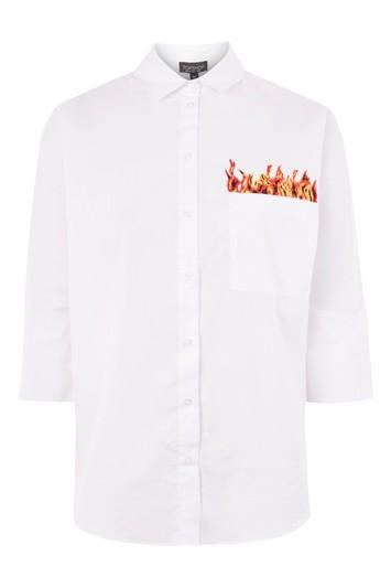 Topshop 'eat My Dust' Embroidered Shirt