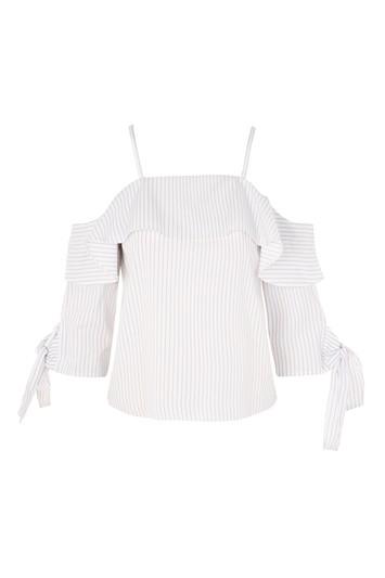 Topshop Stripe Cold Shoulder Blouse