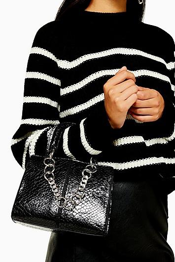 Topshop Case Black Crocodile Mini Cross Body Bag