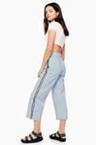 Topshop Pale Blue Side Stripe Crop Jeans