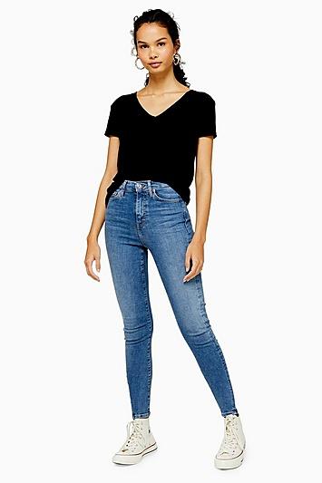 Topshop Mid Blue Twisted Seam Jamie Jeans