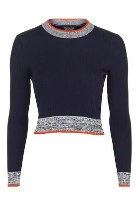 Topshop Marl Trim Rib Crop Jumper