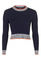 Topshop Marl Trim Rib Crop Jumper