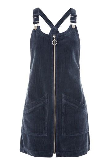 Topshop Moto Corduroy Zip Pinafore Dress