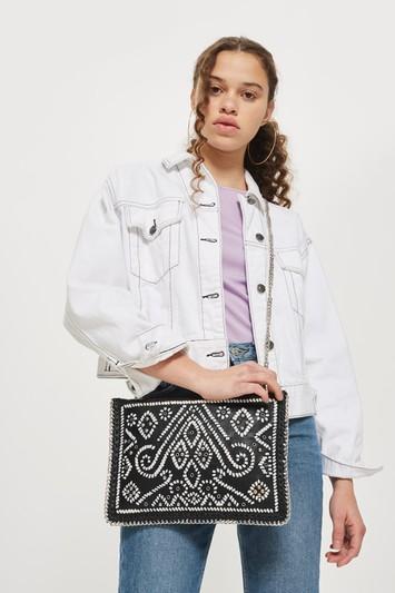 Topshop Leather Woven Crossbody Bag
