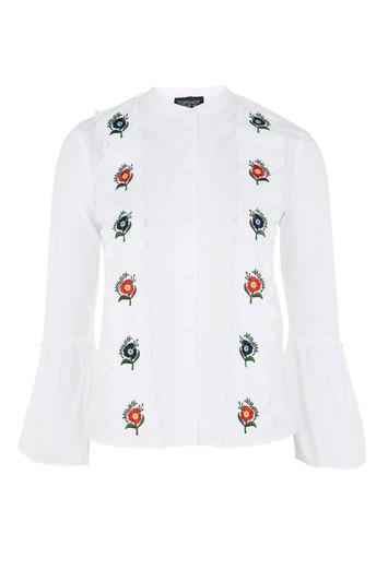 Topshop Embroidered Scallop Shirt