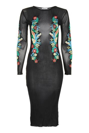 Topshop *embroidered Mesh Midi Dress By Glamorous