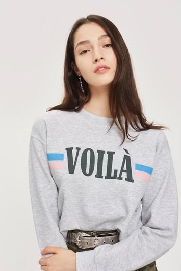 Topshop Petite 'voila' Motif Sweatshirt