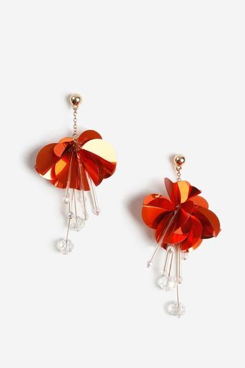 Topshop Flower Sequin Drop Earrings