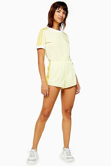 Yellow Three Stripe Shorts By Adidas
