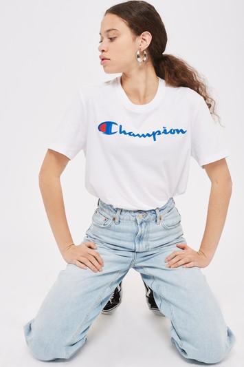 Topshop White Logo T-shirt By Champion