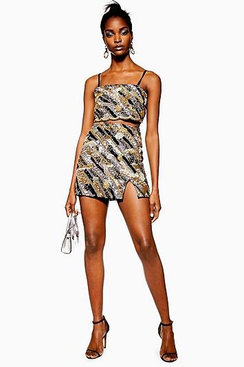 Topshop Sequin Pelmet Mini Skirt