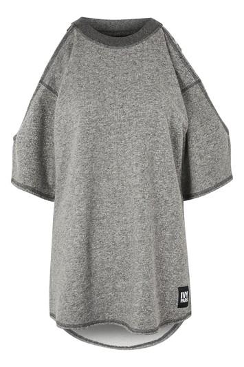 Topshop Raw Edge Cold Shoulder Sweat Top By Ivy Park