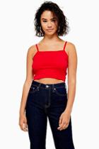 Topshop Petite Red Scallop Camisole Top