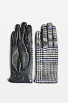 Topshop Check Leather Touchscreen Gloves