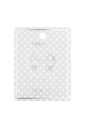 Topshop Sterling Silver Pave Ball Hoop Earrings