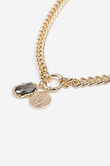 Topshop *stone And Coin Necklace