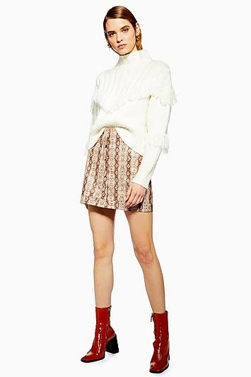 Topshop Snake Popper Pu Mini Skirt