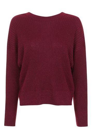 Topshop Metallic V-back Batwing Jumper