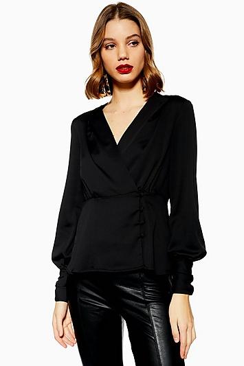 Topshop Peplum Button Blouse