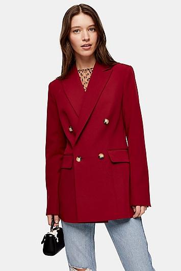 Topshop Tall Berry Suit Blazer
