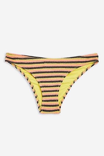 Topshop Textured Striped Bikini Bottoms