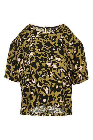 Topshop Leopard Print Cold Shoulder Tee