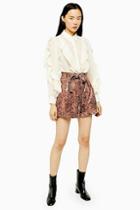 Topshop Pink Snake Leather Shorts