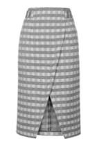 Topshop Gingham Wrap Midi Skirt
