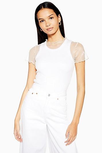 Topshop Shimmer Lettuce T-shirt