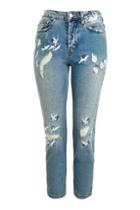 Topshop Petite Stork Embroidered Straight Leg Jean
