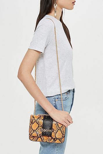 Topshop Panther Snake Print Piece Cross Body Bag
