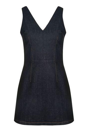 Topshop Moto Denim V Neck Dress