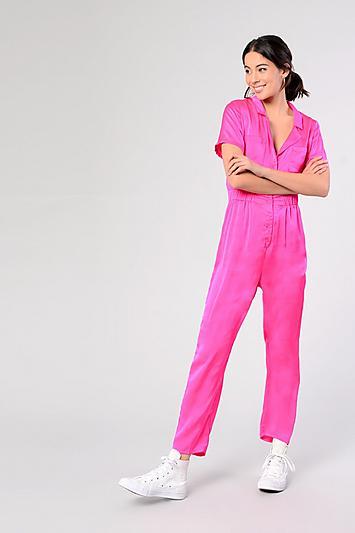 Topshop *satin Button Front Jumpsuit By Glamorous