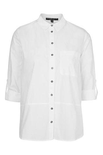 Topshop Petite Oversized Tab Detailed Shirt