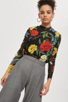 Topshop Floral Mesh Top By Yas