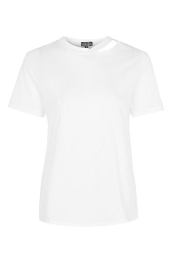 Topshop Petite Choker Neck T-shirt