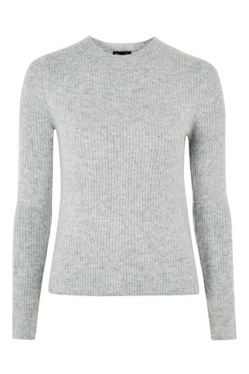 Topshop Petite Mohair Pointelle Crew Neck Jumper