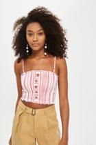 Topshop Striped Horn Button Camisole Top