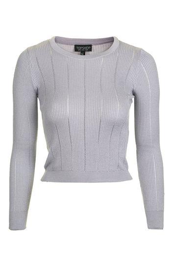 Topshop Pointelle Ribbed Crop Top